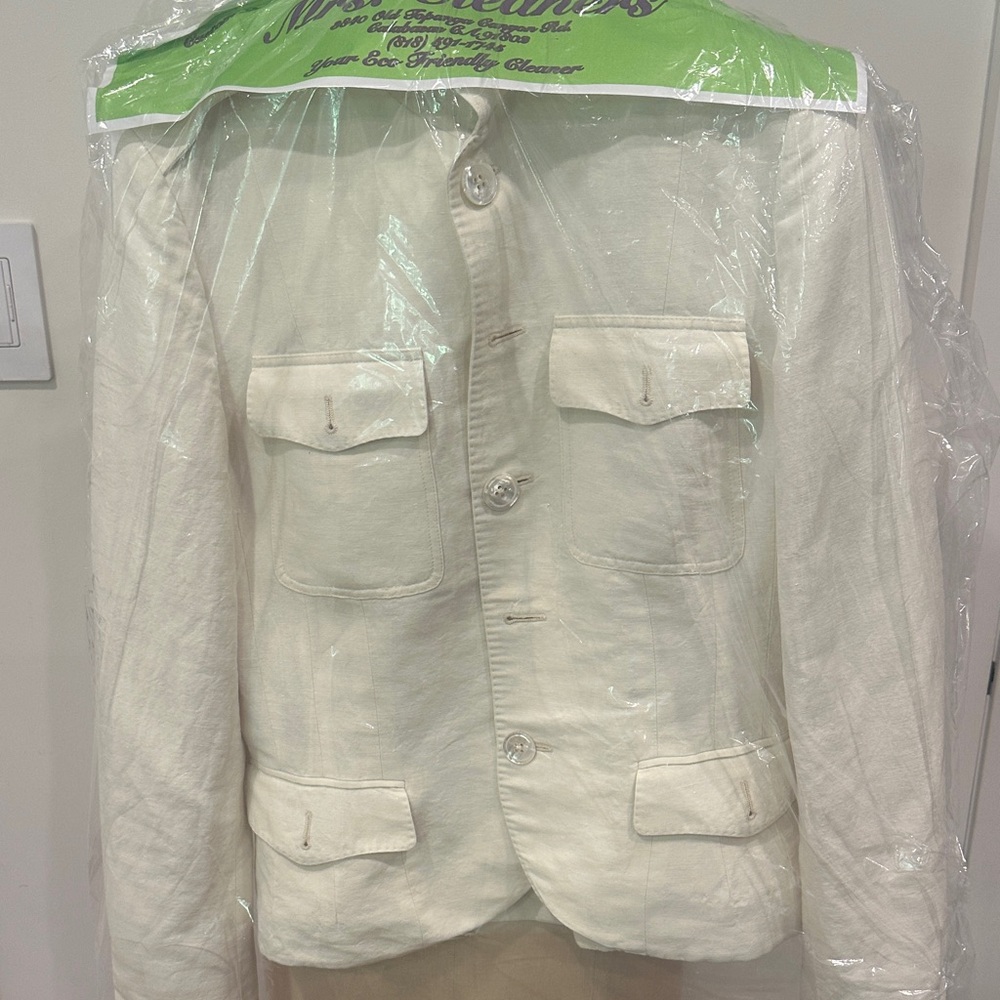 Ralph Lauren Collection Purple Label Cream linen Military cropped Jacket